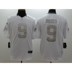 New Orleans Saints #9 Drew Brees White Men Stitched Nike NFL Limited Platinum Jersey
