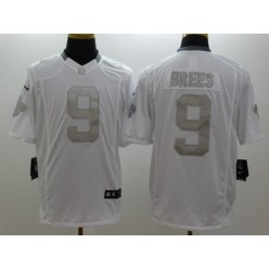 New Orleans Saints #9 Drew Brees White Men Stitched Nike NFL Limited Platinum Jersey
