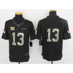 New York Giants #13 Odell Beckha Jr Anthracite Salute to Service Limited Men Nike NFL Jersey