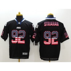 New York Giants #92 Michael Strahan Nike 2015 USA Flag Fashion Black Elite NFL Men Jersey