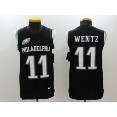 Philadelphia Eagles #11 Carson Wentz Black Color Rush 2017 Vest Stitched NFL Nike Tank Top Men Jersey