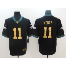Philadelphia Eagles #11 Carson Wentz Black Vapor Untouchable Gold Number Limited Men Nike NFL Jersey