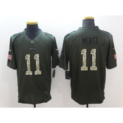 Philadelphia Eagles #11 Carson Wentz Green Men 2016 Nike NFL Draft Limited Salute to Service Jersey