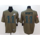 Philadelphia Eagles #11 Carson Wentz Olive 2017 Salute To Service Limited Nike NFL Men Jersey