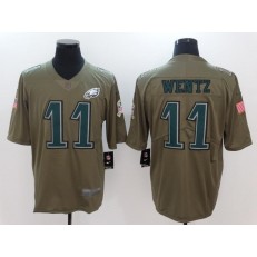 Philadelphia Eagles #11 Carson Wentz Olive 2017 Salute To Service Limited Nike NFL Men Jersey