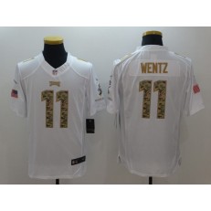 Philadelphia Eagles #11 Carson Wentz White Salute to Service Men Nike NFL Limited Jersey