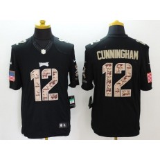 Philadelphia Eagles #12 Randall Cunningham Black Men Stitched Nike NFL Limited Salute to Service Jersey
