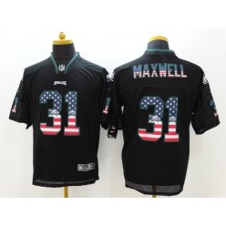 Philadelphia Eagles #31 Byron Maxwell Black Fashion USA Flag Number Men Football Elite Nike NFL Jersey