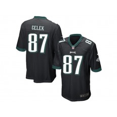Philadelphia Eagles #87 Brent Celek Black Stitched NFL Reited Player Nike Game Men Jersey