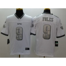 Philadelphia Eagles #9 Nick Foles White Platinum NFL Nike Limited Men Jersey