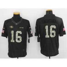 San Francisco 49ers #16 Joe Montana Anthracite 2016 Salute to Service Limited Nike NFL Men Jersey