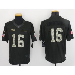San Francisco 49ers #16 Joe Montana Anthracite 2016 Salute to Service Limited Nike NFL Men Jersey