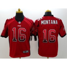 San Francisco 49ers #16 Joe Montana Drift Fashion Red Elite Nike NFL Men Jersey