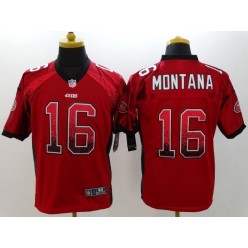 San Francisco 49ers #16 Joe Montana Drift Fashion Red Elite Nike NFL Men Jersey