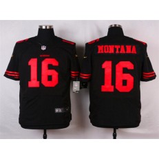 San Francisco 49ers #16 Joe Montana Elite Black Nike NFL Men Jersey