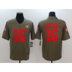 San Francisco 49ers #16 Joe Montana Olive 2017 Salute To Service Limited Nike NFL Men Jersey