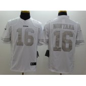 San Francisco 49ers #16 Joe Montana Platinum White Limited Nike NFL Men Jersey