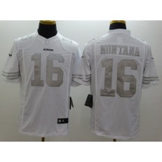 San Francisco 49ers #16 Joe Montana Platinum White Limited Nike NFL Men Jersey