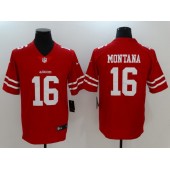 San Francisco 49ers #16 Joe Montana Red Vapor Untouchable Limited Nike NFL Men Jersey