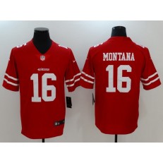 San Francisco 49ers #16 Joe Montana Red Vapor Untouchable Limited Nike NFL Men Jersey