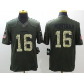 San Francisco 49ers #16 Joe Montana Retired Player Green Salute to Service 2015 NFL Nike Limited Men Jersey