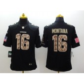 San Francisco 49ers #16 Joe Montana Salute to Service Black Limited Nike NFL Men Jersey