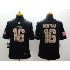 San Francisco 49ers #16 Joe Montana Salute to Service Black Limited Nike NFL Men Jersey