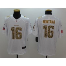 San Francisco 49ers #16 Joe Montana White Salute To Service Limited Men Nike NFL Jersey
