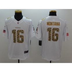 San Francisco 49ers #16 Joe Montana White Salute To Service Limited Men Nike NFL Jersey