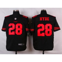 San Francisco 49ers #28 Carlos Hyde Elite Black Nike NFL Men Jersey
