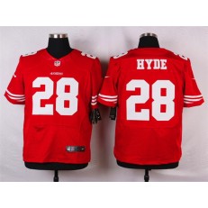 San Francisco 49ers #28 Carlos Hyde Elite Red Team Color Nike NFL Men Jersey
