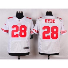 San Francisco 49ers #28 Carlos Hyde Elite White Nike NFL Men Jersey