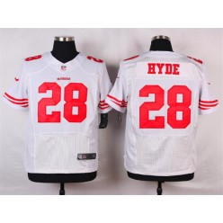 San Francisco 49ers #28 Carlos Hyde Elite White Nike NFL Men Jersey