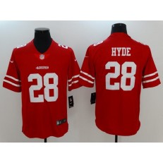 San Francisco 49ers #28 Carlos Hyde Red Vapor Untouchable Limited Nike NFL Men Jersey