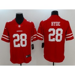 San Francisco 49ers #28 Carlos Hyde Red Vapor Untouchable Limited Nike NFL Men Jersey