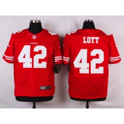 San Francisco 49ers #42 Ronnie Lott Elite Red Team Color Nike NFL Men Jersey