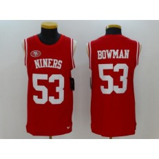 San Francisco 49ers #53 NaVorro Bowman Red Color Rush 2017 Vest Stitched NFL Nike Tank Top Men Jersey
