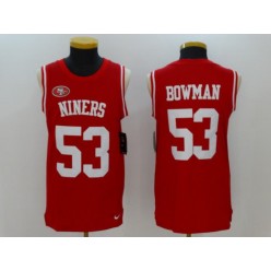San Francisco 49ers #53 NaVorro Bowman Red Color Rush 2017 Vest Stitched NFL Nike Tank Top Men Jersey