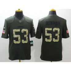 San Francisco 49ers #53 NaVorro Bowman Retired Player Green Salute to Service 2015 NFL Nike Limited Men Jersey