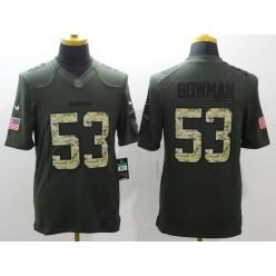 San Francisco 49ers #53 NaVorro Bowman Retired Player Green Salute to Service 2015 NFL Nike Limited Men Jersey