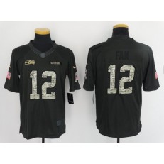 Seattle Seahawks #12 Fan Anthracite 2016 Salute to Service Limited Nike NFL Men Jersey