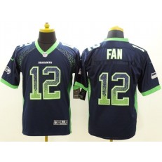 Seattle Seahawks #12 Fan Drift Fashion Blue Elite Nike NFL Men Jersey