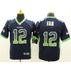 Seattle Seahawks #12 Fan Drift Fashion Blue Elite Nike NFL Men Jersey