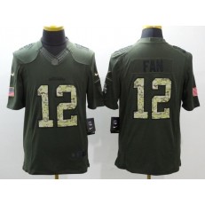 Seattle Seahawks #12 Fan Green Salute to Service 2015 NFL Nike Limited Men Jersey