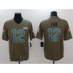 Seattle Seahawks #12 Fan Olive 2017 Salute To Service Limited Nike NFL Men Jersey