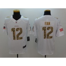 Seattle Seahawks #12 Fan White Salute To Service Stitched NFL Nike Limited Men Jersey
