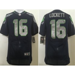 Seattle Seahawks #16 Tyler Lockett Navy Blue Team Color NFL Nike Elite Men Jersey