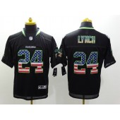Seattle Seahawks #24 Marshawn Lynch Black Fashion USA Flag Number Men Football Elite Nike NFL Jersey