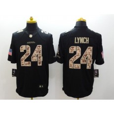 Seattle Seahawks #24 Marshawn Lynch Black Men Stitched Nike NFL Limited Salute to Service Jersey