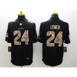 Seattle Seahawks #24 Marshawn Lynch Black Men Stitched Nike NFL Limited Salute to Service Jersey